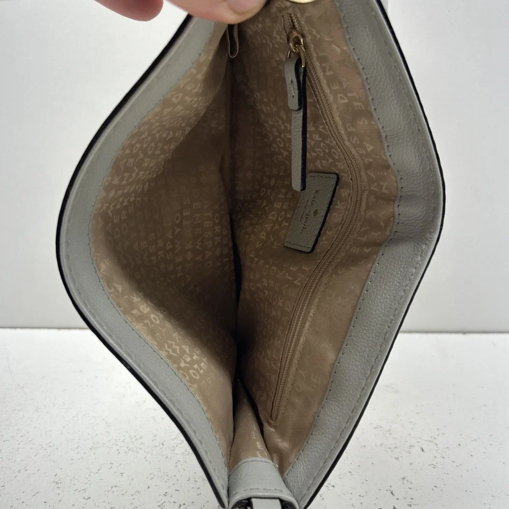 Kate Spade Gray‎ Leather Pebbled Satchel Bag With Buckles